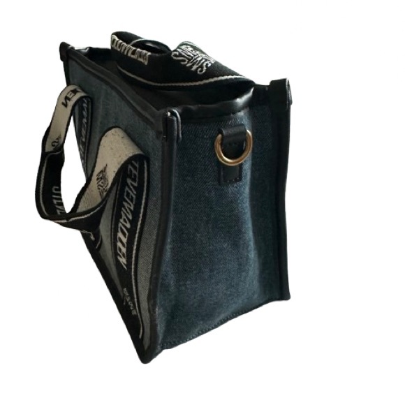 Steve Madden Handbags - Steve Madden Bwebber-D Satchel Women' Blue Denim Black/White Logo Crossbody Bag